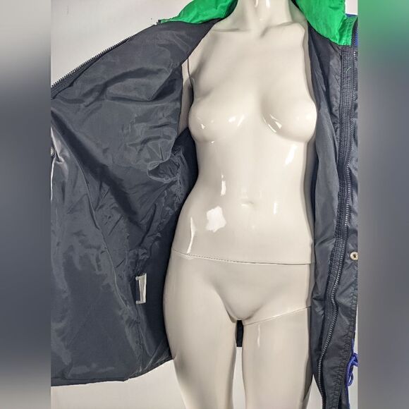 Vintage ski jacket, windbreaker spring breaker 80s 90s black green blue KARHU- M - Picture 5 of 7